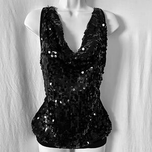 Twenty One Plunge Cowl Neck Sequin Tank Top Size S/P